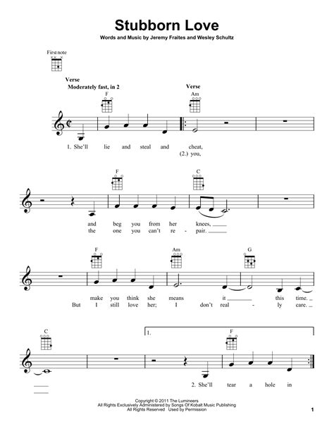 stubborn love chords and lyrics pdf